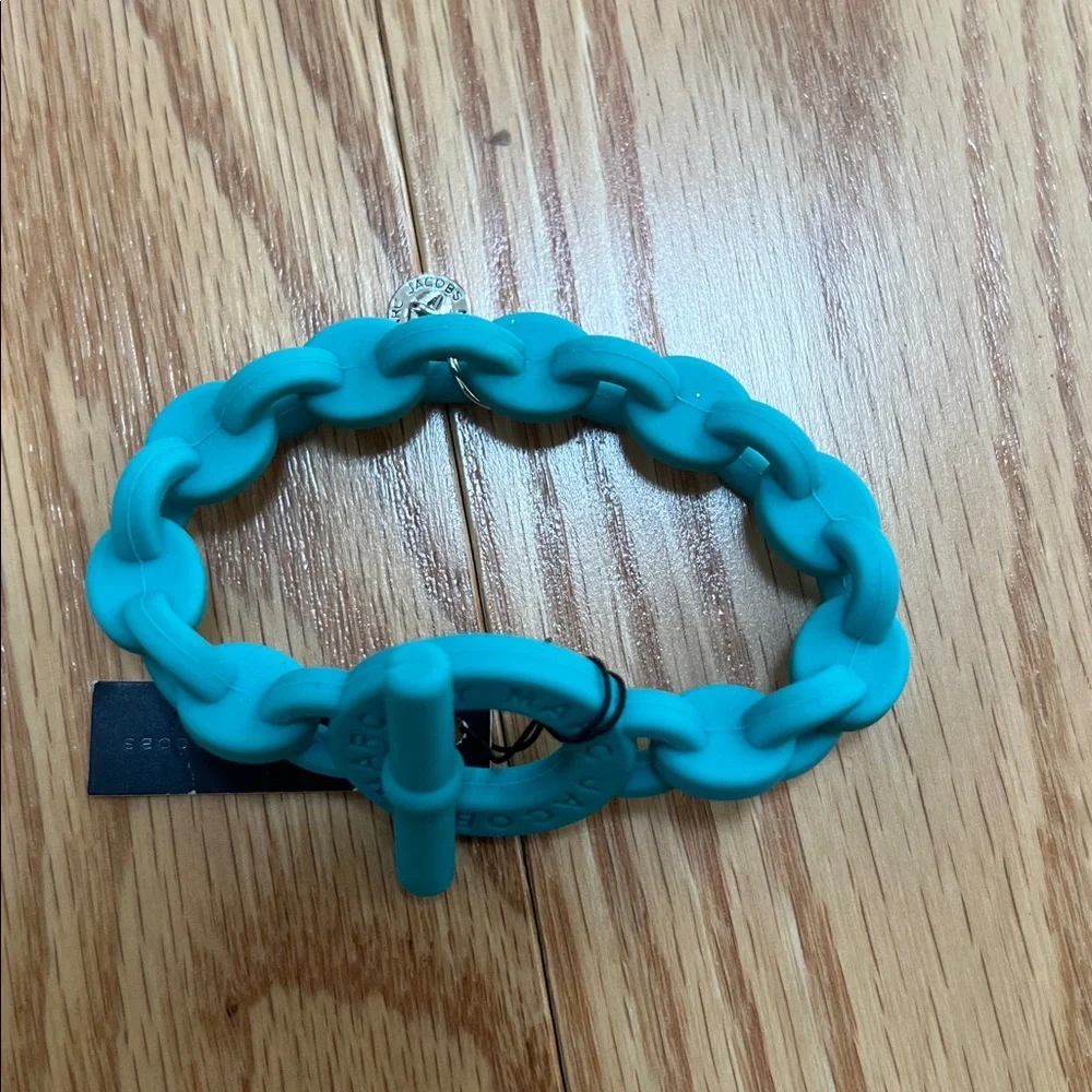 New ! Marc Jacobs aqua lagoon stretch logo Chain Bracelet. - Picture 3 of 7
